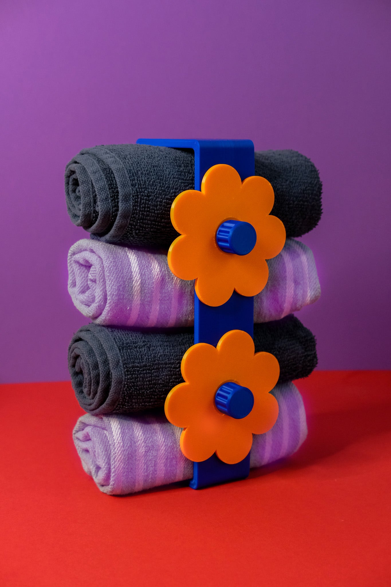 BLOOM - Hand & Face Towel Holder (Electric Blue- Orange)